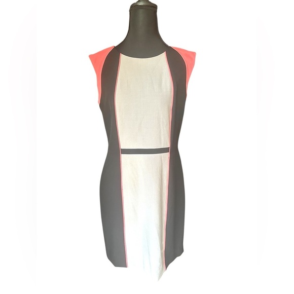 Tahari Black, White and Coral Color Block Cap Sleeve Dress Size 8 - Picture 6 of 9